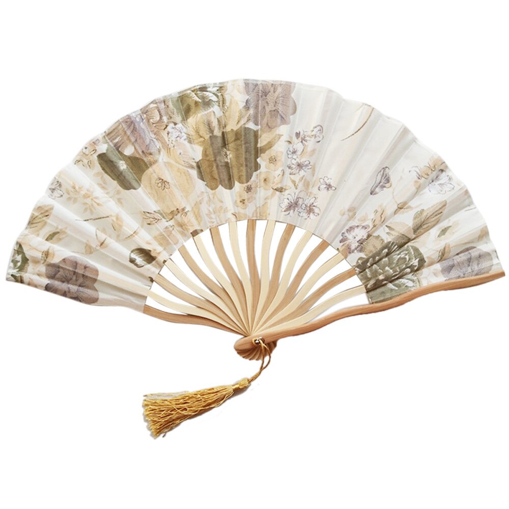 Silk Chinese Fan Folding Hand Held Silk Bamboo Prints Fan Japanese Series Vintage Retro Style Handmade Fan #LR1: J
