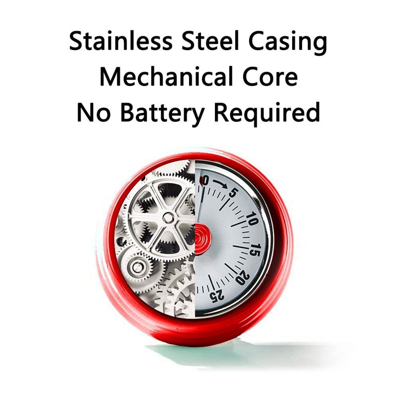 60 Minutes Mechanical Timer-netic Visual Countdown Timer with Alarm for Kitchen Cooking Baking Sports Kids(Red)