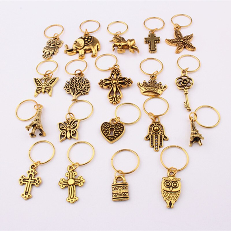 10 stk/pakke golden life tree sommerfugl charms manchetter ringe smykker dreadlock tilbehør hår fletning dread dreadlock perler clips