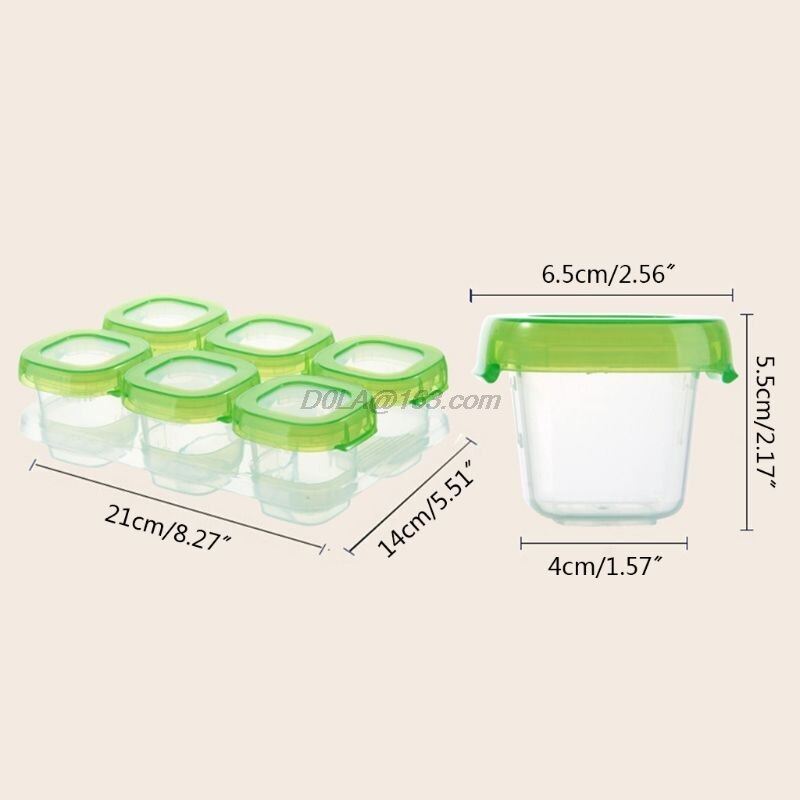 6 stuks baby plastic voedselcontainers mini speen vriesbakjes dozen kubus vriezer opbergdoos