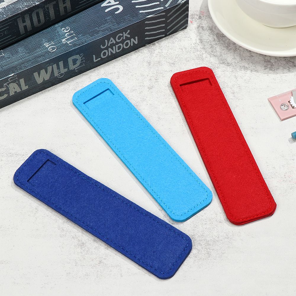 Pure Color Felt Pen Pouch Holder Single Hole Roller Ballpoint Fountain Pens Pencil Case Pen Bags School Office Stationery