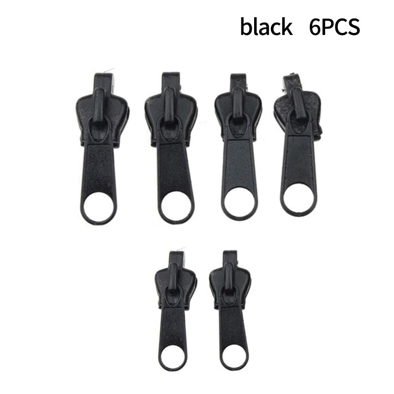 6Pcs/Set DIY Tools Universal Instant Fix Zipper Repair Kit Replacement Zip Slider Teeth Zippers For Sewing Clothes: No packaging black