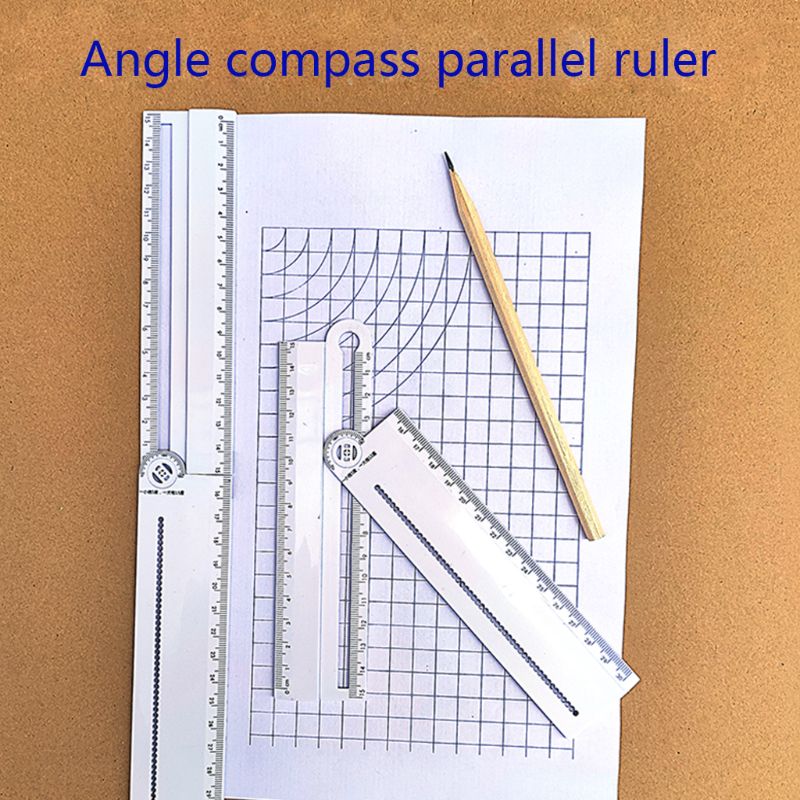 1pcs Simple Style 30cm Transparent Rectangle Ruler Protractor Student Stationery Drawing Tool Supplies DXAB