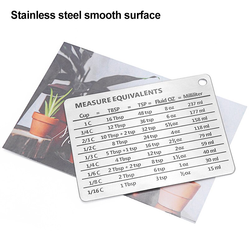 Measurement Refrigerator Magnet Stainless Steel Conversion Chart For Kitchen
