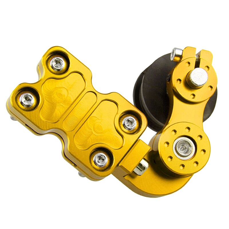Universal Aluminum Motorcycle Chain Tensioner Portable Motorcycle Golden Aluminum Adjuster Chain Tensioner Bolt On Roller Tool: gold