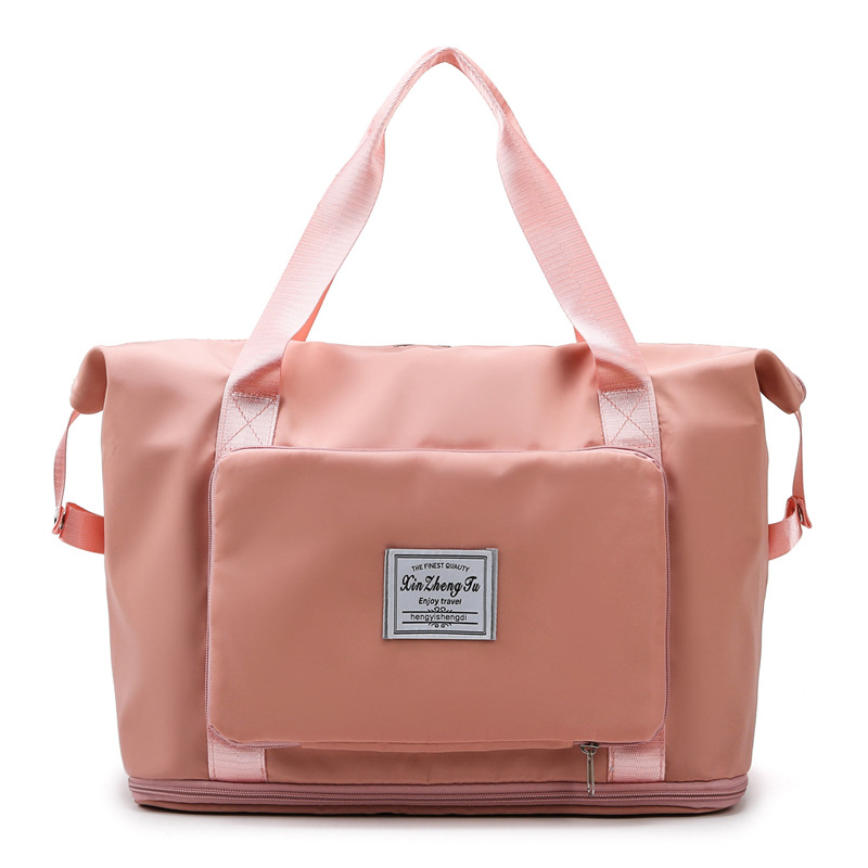 Bolsa plegable de almacenamiento de gran capacidad, bolsas de viaje, bolso de equipaje de mano, bolsa de lona impermeable, bolsos de hombro para mujer: Marfíl