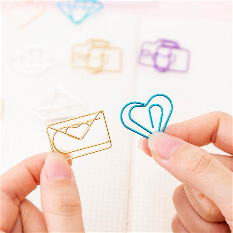 YaMinSanNiO 10pcs/lot Cute Paper Clips Envelope Cactus Paper Clip Metal Bookmark Decorative File Memo Clips Stationery