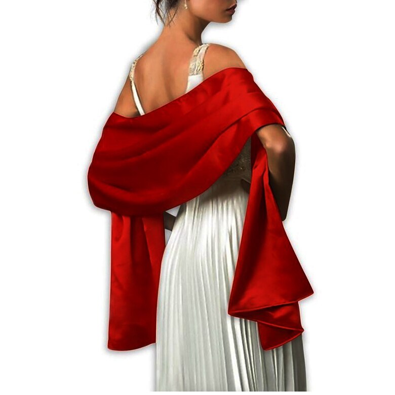 Élégante écharpe de mariage en Satin enveloppes de mariée 200*45 cm longueur châle de fête de mariage printemps nouveauté: Wine Red