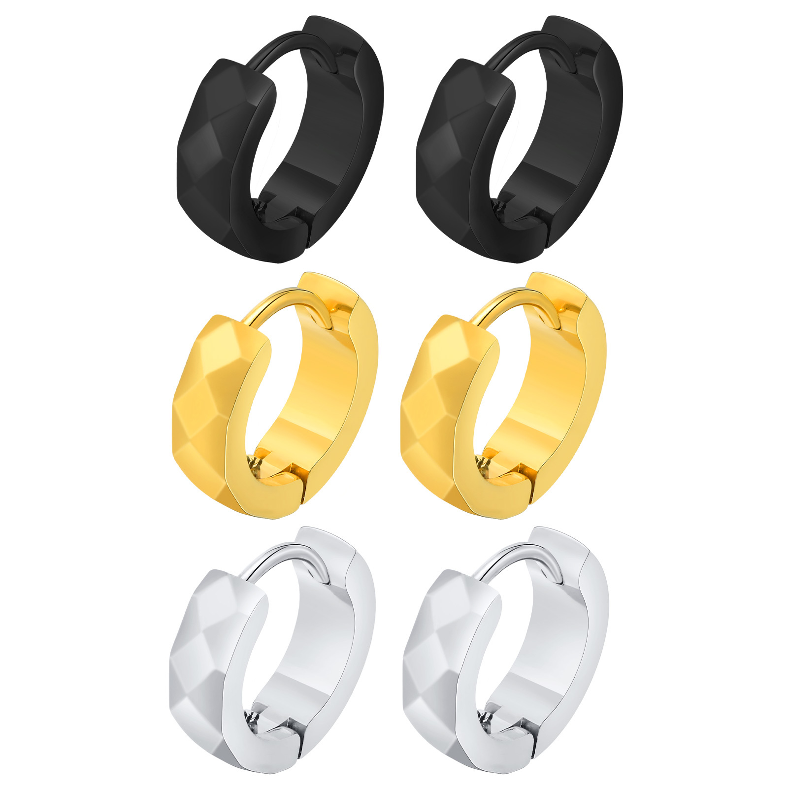 Pendientes de aro Huggie geométricos para hombres, acero inoxidable, Circular, redondo, Hip Hop, Rock Rap, accesorios de joyería geniales para niños: Bronce antiguo plateado