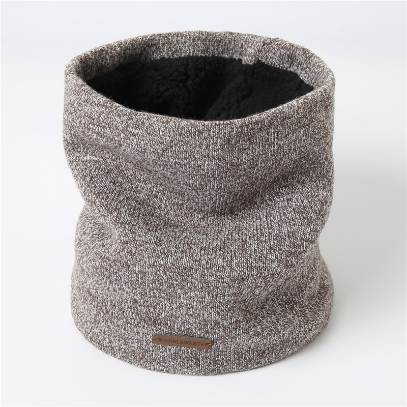 Hommes hiver écharpe tricot fourrure anneau foulards pour les femmes en plein air épais unisexe Snood Sport cou écharpes: WJ117-Khaki