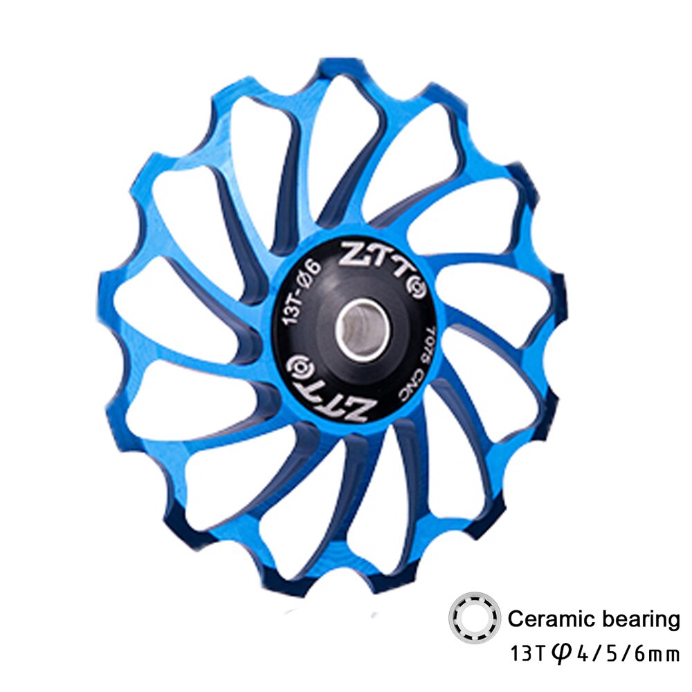 Ztto 12t 13t mtb sykkel bakgirer smal bred jockey hjul rulle keramisk trinse cnc landeveissykkel guide 4mm 5mm 6mm: 1 stk blå 13t