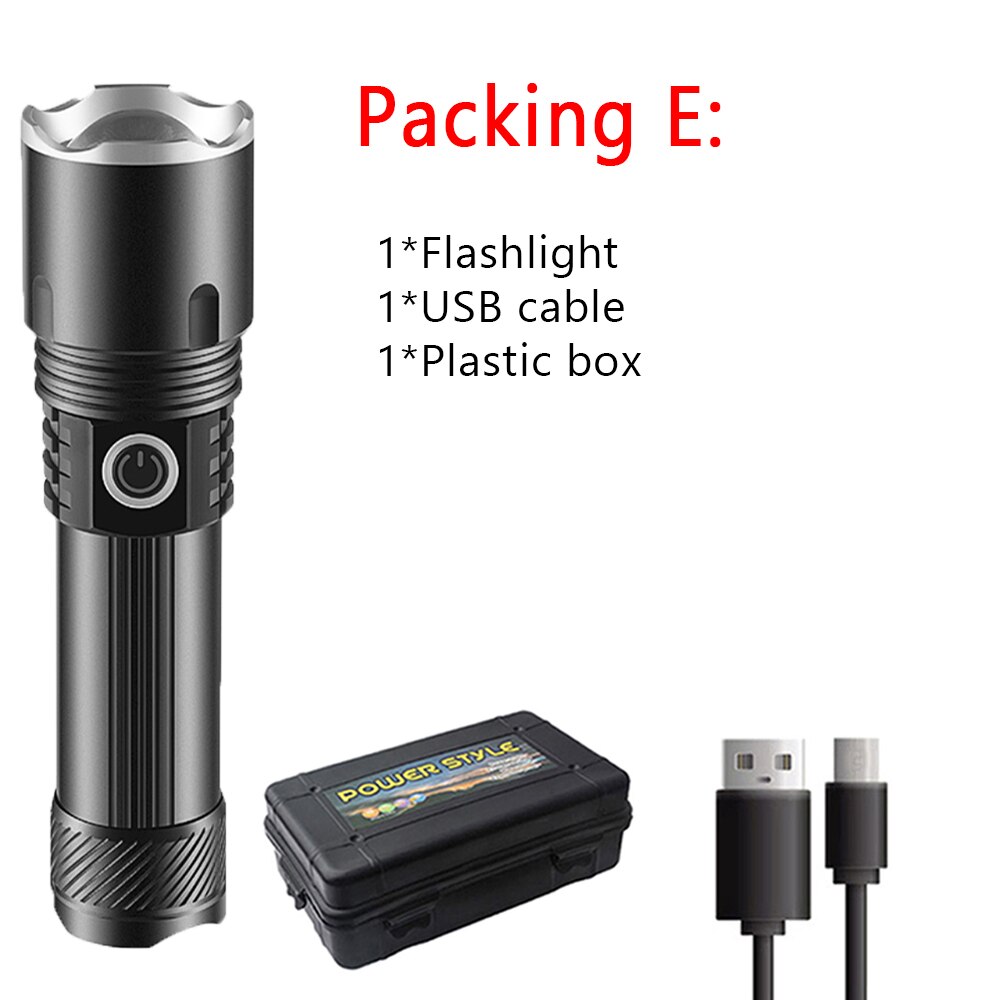 Verbesserte Quad-Ader P100 Ultra-helle Helle Taschenlampe Hause Ladung LED draussen Lange-Palette Kleine Tragbare und Langlebig: Package E