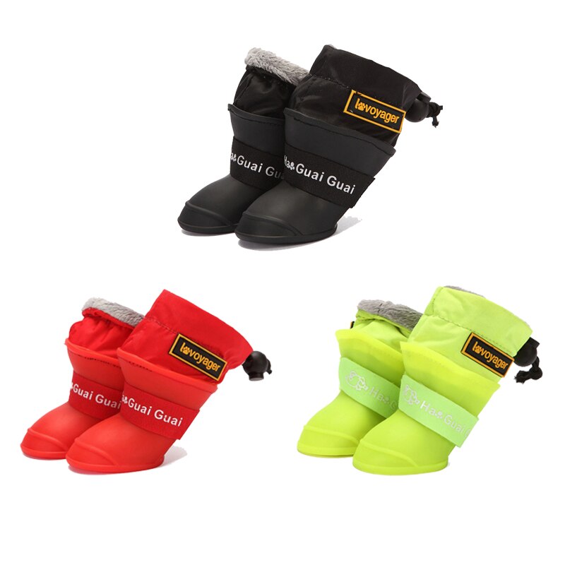 Yomiga Dog Rain Boots Small Medium Dogs Waterproof Winter Warm Puppy Snow Boots Fleece Soft Silicon Adjustable Anti-Slip