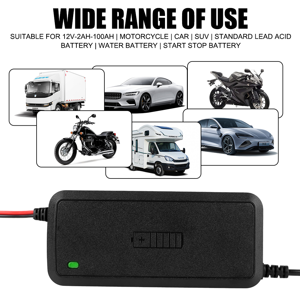 Cargadores de batería de GEL AGM de ácido de plomo de 3 etapas, cargador de batería de coche completamente automático, carga rápida inteligente de 12V 5A