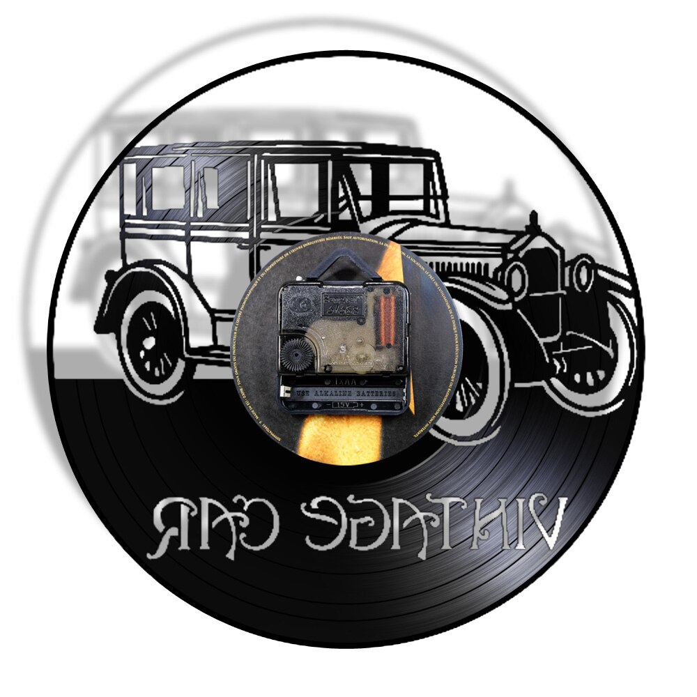 Klasyczny samochód płyta winylowa czas kwarcowy 3D dekoracja na ścianę zegar silnika samochodowego 12 cal czarny wiszący zegarek z podświetleniem doprowadziło