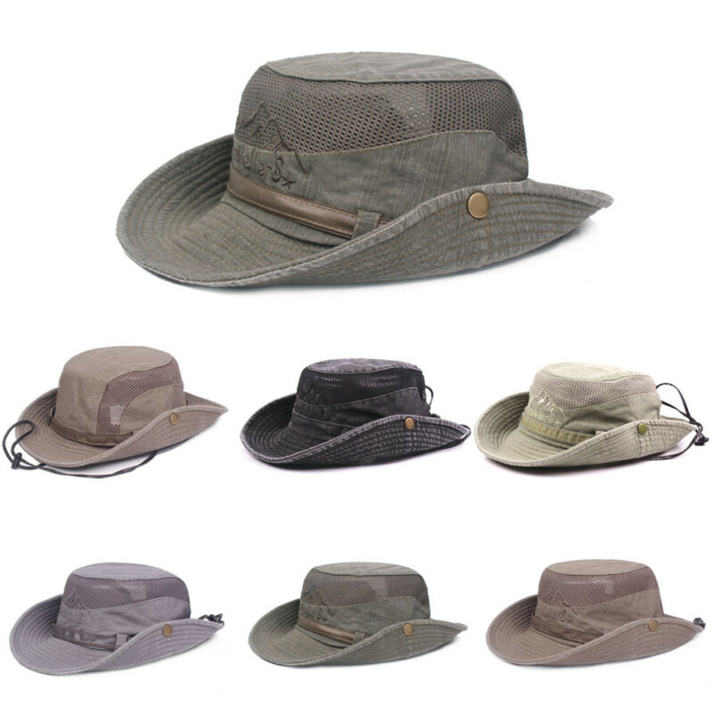 HEREN DAMES Mesh SAFARI AUSSIE OUTBACK BUSH BREDE RAND ZOMER ZONNEHOED