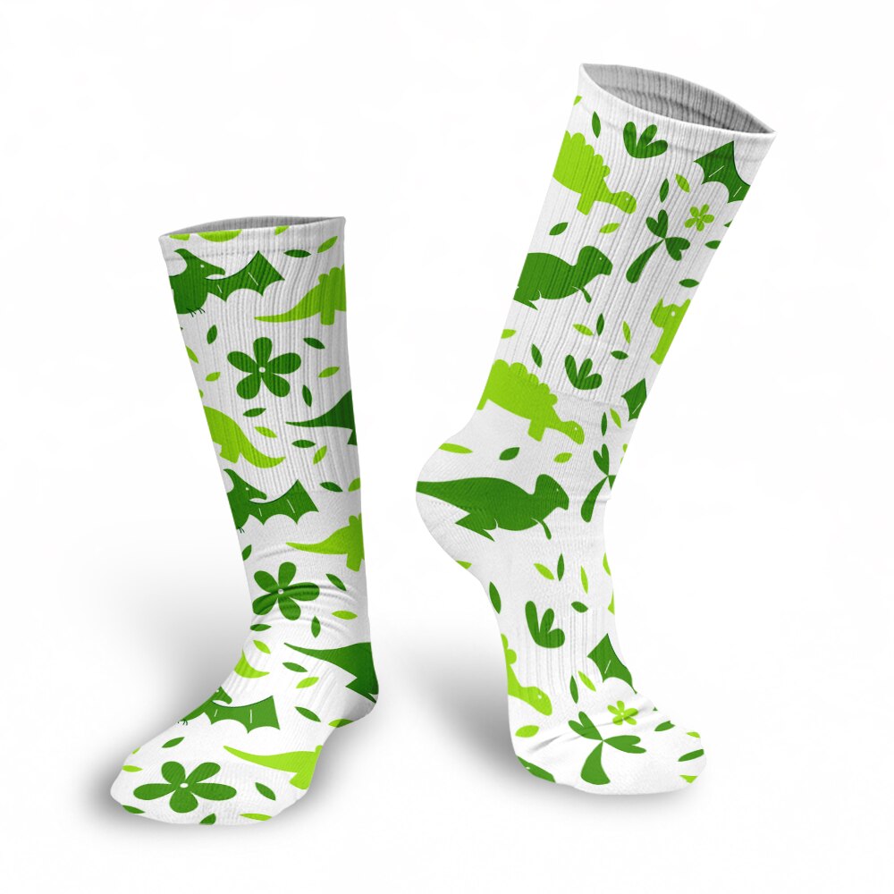 3D Printed Women Long Socks Outdoor Sports Cotton Breathable Elastic Compression High Knee Socks School Students Calf Socks