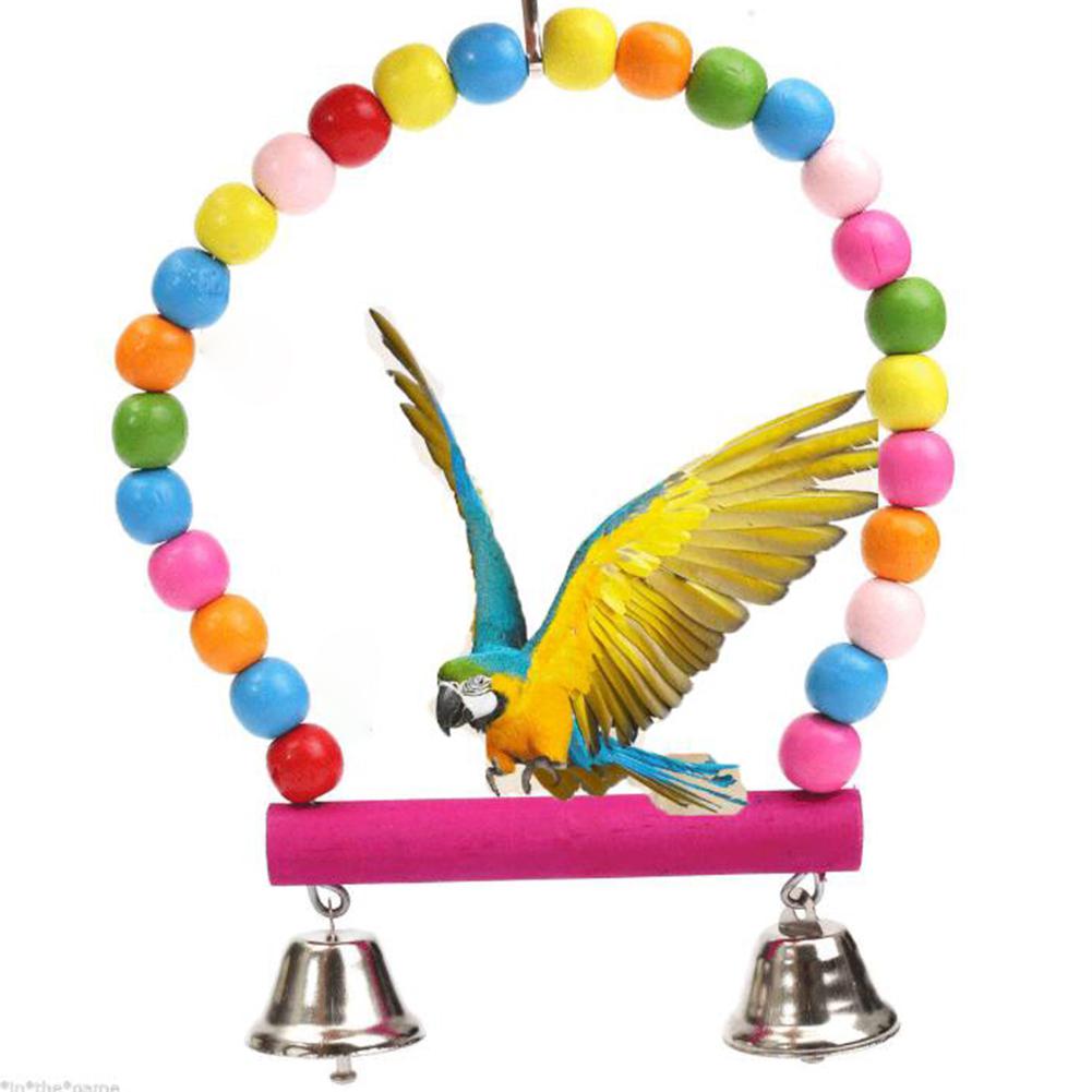 Wood Parrot Nibble Swing Stand Bar Climbing Ladder Handstand Bird Hammock Hanging Toy