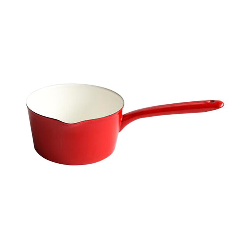 Casserole de cuisine à Long manche pour une personne | Casserole à lait en émail blanc de Style japonais, casserole de cuisine, fait-tout pour aliments pour bébé: F