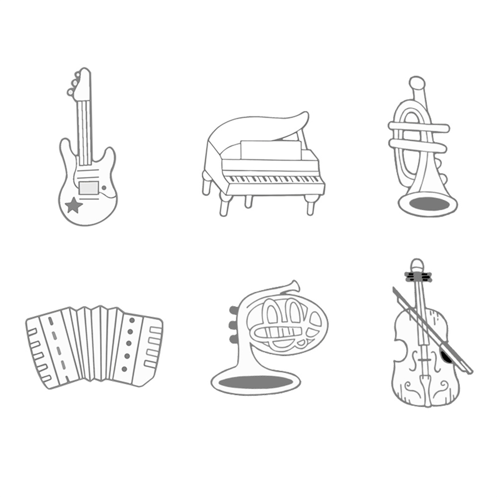 Ensemble de broches de dessin animé, 4-6 pièces, sorcière, chat, crâne gothique, épingle à revers, plante d'astronaute, Animal, Instrument de musique, Badge, sac, bijoux,: Pistolet noir plaqué