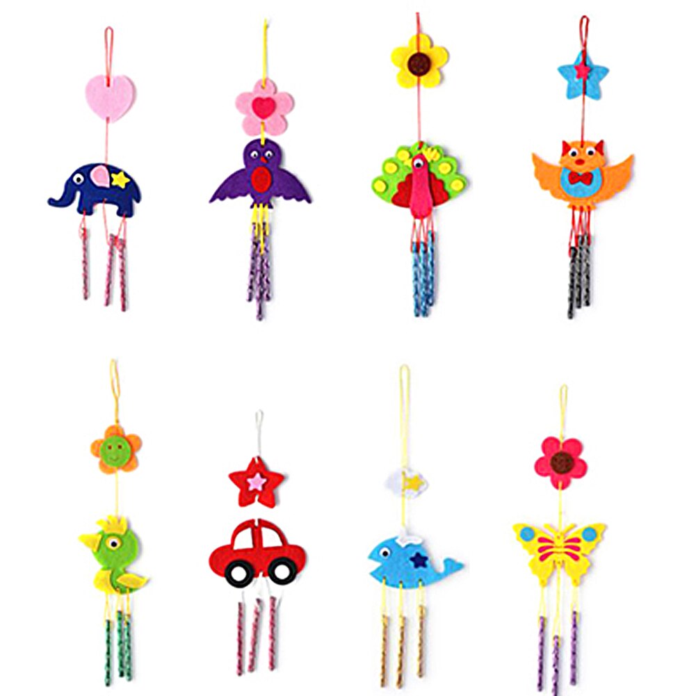 Kids Kind Diy Windgong Eolische Bells Educatief Puzzel Speelgoed Craft Kits Dier Stijl Decoratieve Wind Chime Hanger