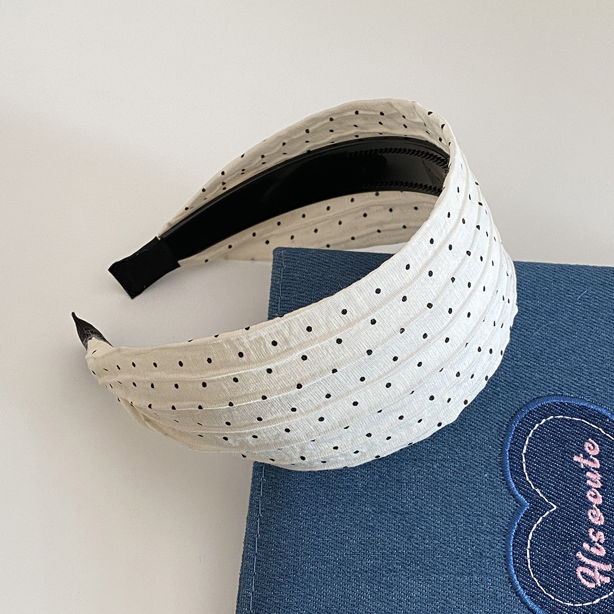 Neue Frühling Sommer Einfache Punkte Stirnbänder Nicht-Unterhose Breite Falten Haarbänder Süße Chiffon Kopf Bands Haar Reifen Frauen Haar zubehör: Himmel Blau