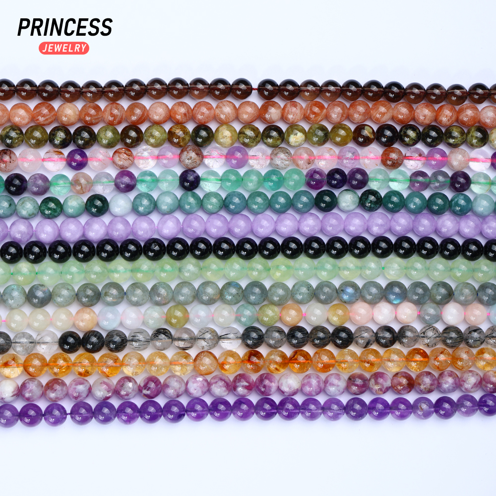 Natural Stone Beads 6/8/10mm Labradorite Citrine Amethyst Garnet Beads for Jewelry Making DIY Bracelet Necklace