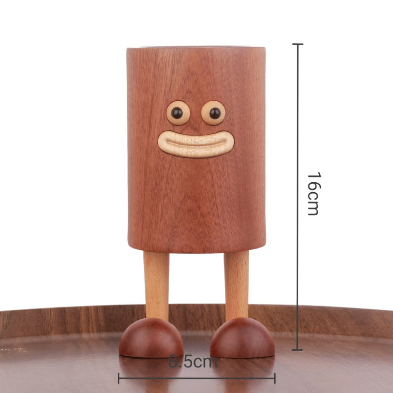 HeMu Cute Cartoon Wooden Pen Holder with Legs, Smiley Face Desk Organizer for Pens, Pencils and Makeup Brushes: Default Title