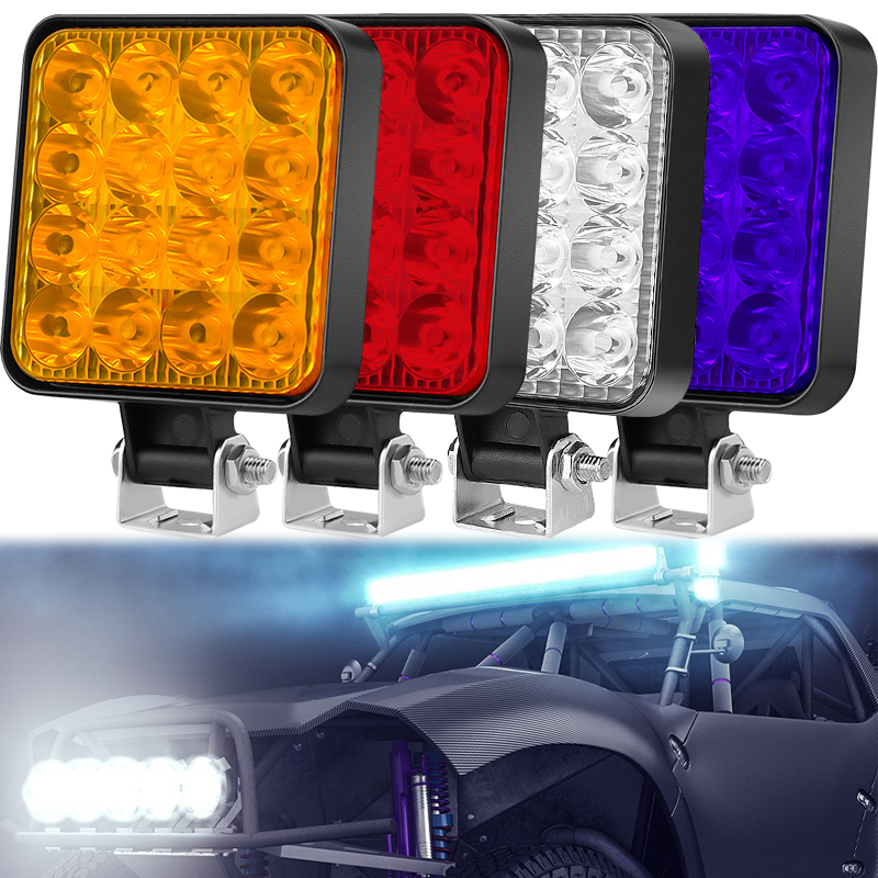 48w 16 . led højintensitets støvtæt arbejdslygte spotlight lastbil offroad traktor  ip65 stk. vandtæt 1200lm 12v 24v led arbejdslygte