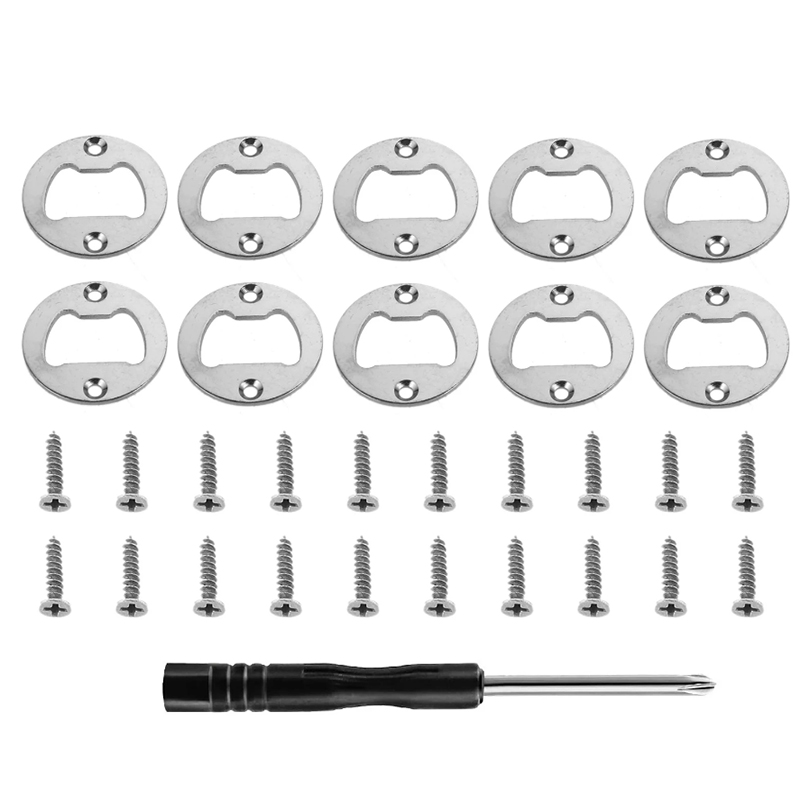 Kit d'inserts pour ouvre-bouteille, inserts ronds en acier inoxydable avec vis et tournevis pour ouvre-bouteille, moule de bricolage: Black