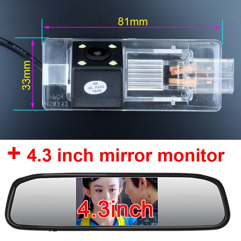 For Renault Fluence Clio 4 Captur Reverse Rear View Wireless Parking Back Up Off OAutomobile Camera Monitors: with monitor 2
