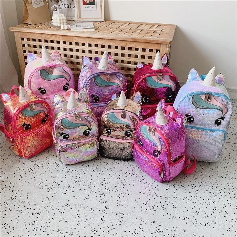 Eenhoorn pailletten schooltas veelkleurige kinderschooltassen voor meisjes rugzak mochila escolar boeken schooltas voor tieners student
