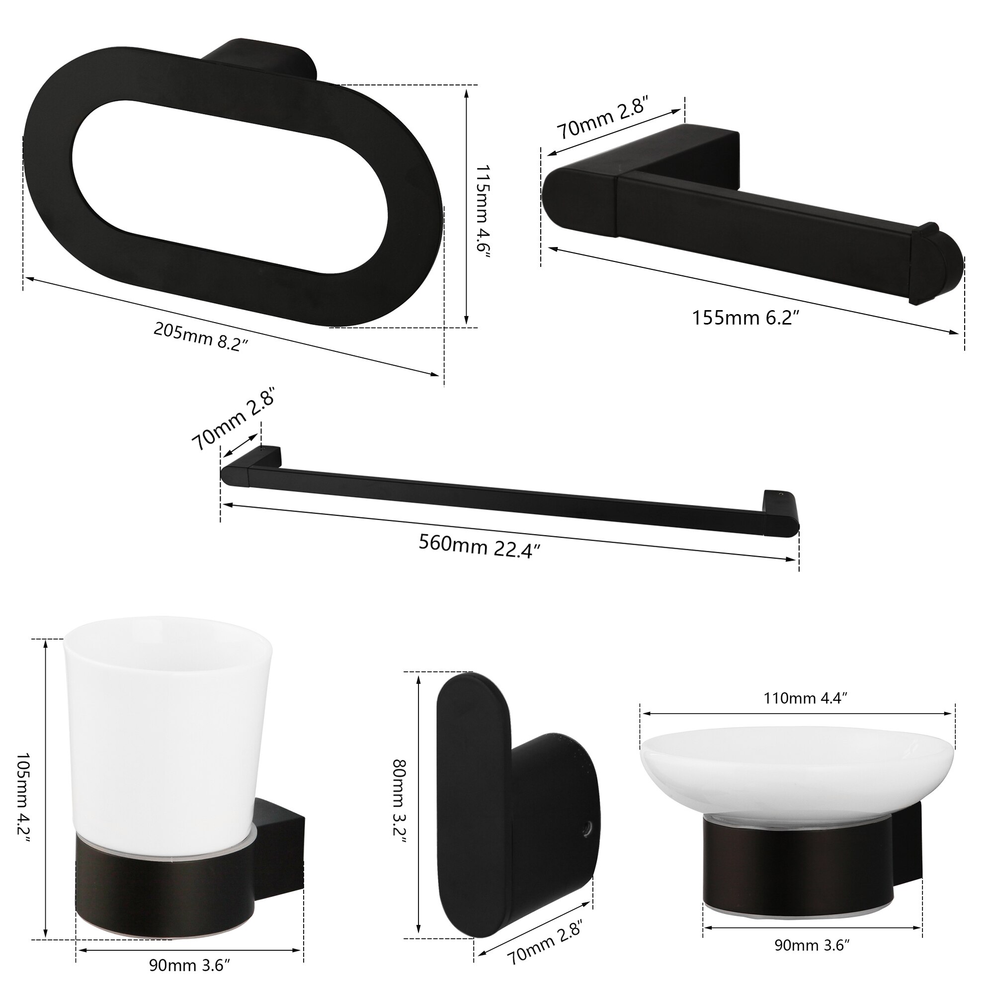 ZAPPO SUS 304 Stainless Steel Matte Black Bathroom Hardware Set Paper Holder Toothbrush Holder Towel Bar Bathroom Accessories