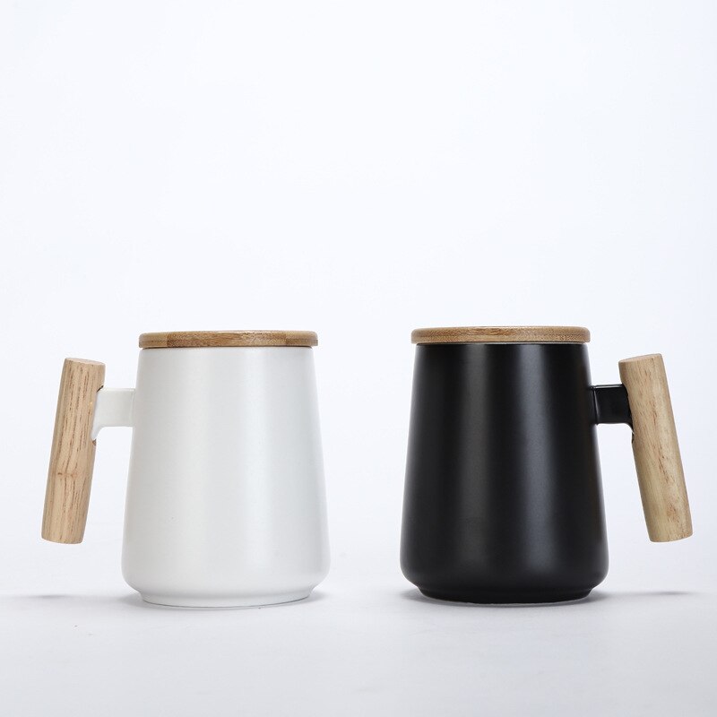 Creatieve Keramische Mok Houten Handvat Koffie Tumbler Cups Tazas De Ceramica Creativas Geurende Thee Melk Sap Cafe Tuimelaars Mokken