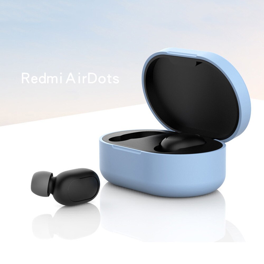 Bluetooth Headphones Case Box Silicone Protective Cover Wireless Headphone Charging Box for Xiaomi Airdots for Redmi Airdots: Sky blue