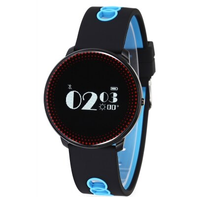 Newest CF007 Waterppoorf Smart Bracelet With Heart Rate Blood Pressure Weather Forecast Remind Fitness Wristband: Black And Blue