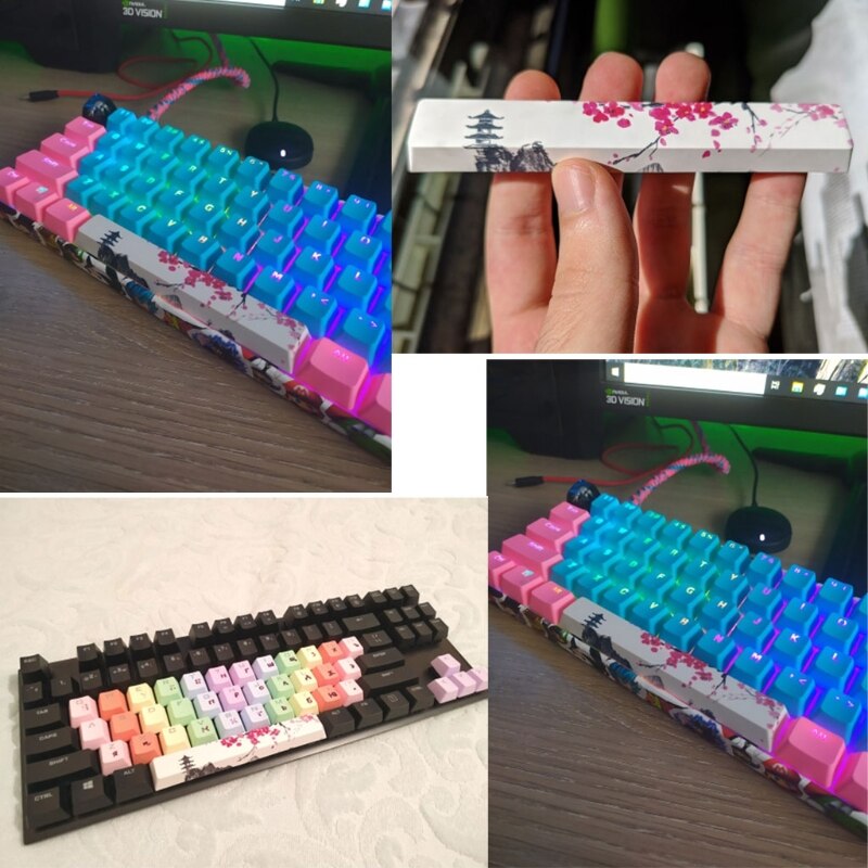 Ersätta mellanslagstangenten keycap pbt fem sidor färgämnesgrundöverdragen mellanslagstangenten 6.25u körsbär profilstång keycap för diy mekaniska tangentbord  gk64 gk61