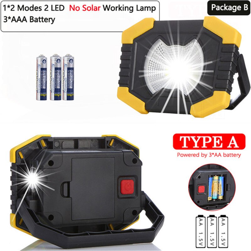 100W LED Taschenlampe Solar- Arbeit Licht Lampe Scheinwerfer 180 Grad Einstellbar Laternen Wiederaufladbare Camping Lampe Gebaut-in Batterie: Paket B