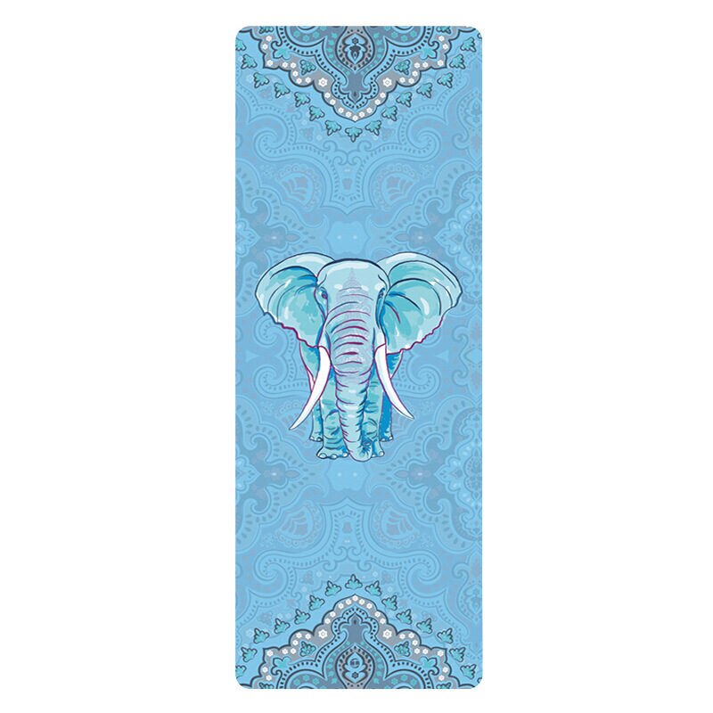 Bedruckte yogamatte aus naturkautschuk-wildleder, 183*68*1.5mm rutschfeste, umweltfreundliche übungsmatten für pilates, tanz, fitness und yoga: Elefant
