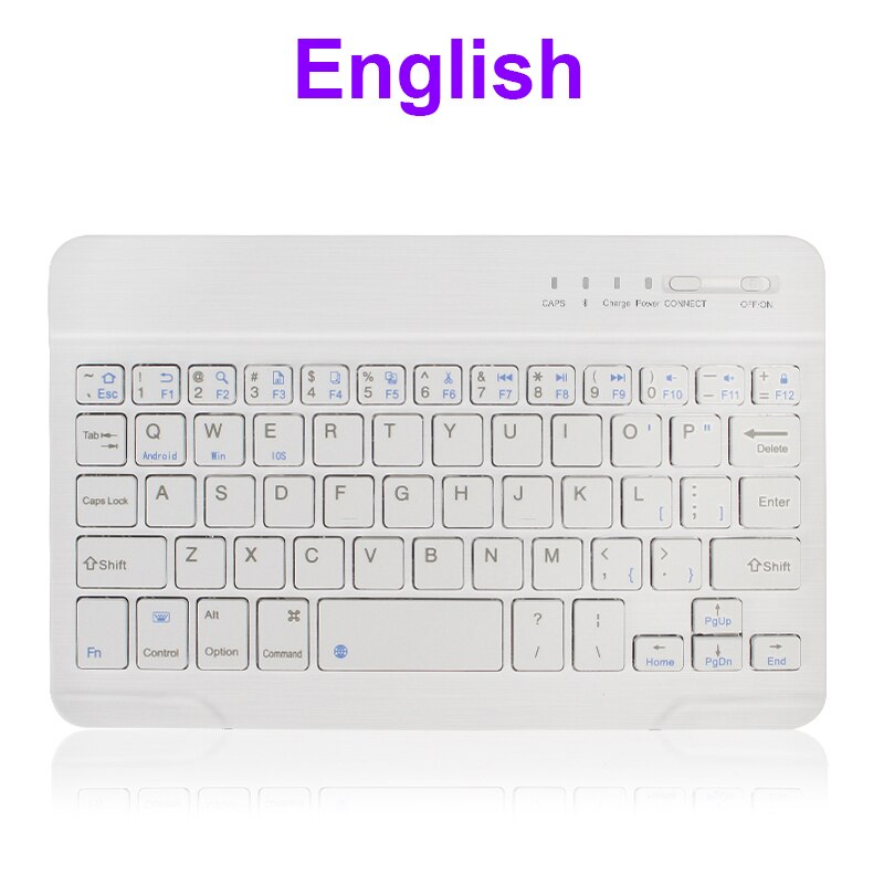Bluetooth Keyboard Mini Wireless Keyboards Compatible With IOS Windows Rechargeable Keyboard for Mac ipad Phone Tablet Android: English White / 10 inch