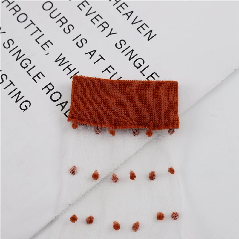 [EIOISAPRA]Spring Summer Transparent Casual Heap Heap Socks Women Japanese Vintage Glass Silk Dot Thin Colorful Short Socks