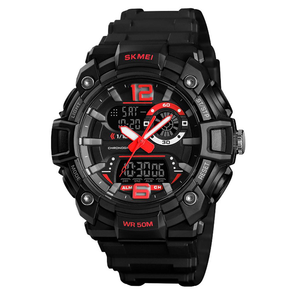 SKMEI 1529 Men Watch Outdoor Sports Dual Display Luminous Function Electronic Watch: Red