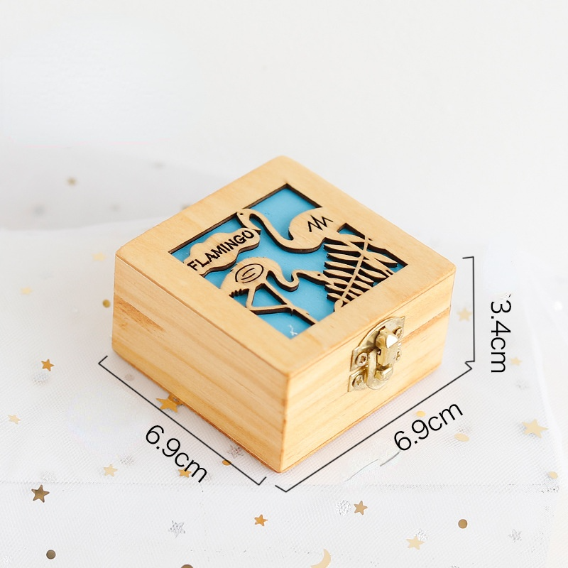 Wood Carving and Color Printing Music Box Cute Animal Music Box Hand Crank Wooden Music Box Children's Birthday Valentine's Day: 4(without mirror)