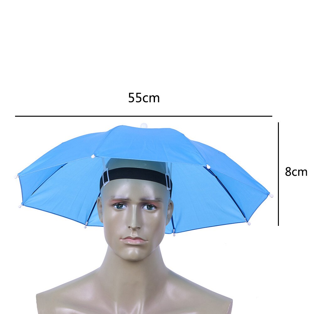 12 arten Angeln Regenschirm Hut Kappe Anti-Regen Headwear Freisprecheinrichtung Kopf Regenschirm Anti-Sonne Hut Erwachsene Liefert Cappello impermeabile: D  55cm