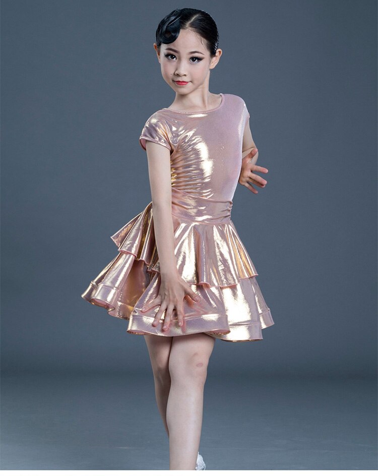 Meisje Latin Dans Jurk Voor Kinderen Concurrentie Latin Dance Kleding Voor Meisjes Ballroom Jurk Kinderen Kid Dansen Kostuums: Champagne / 130cm(120cm-130cm)
