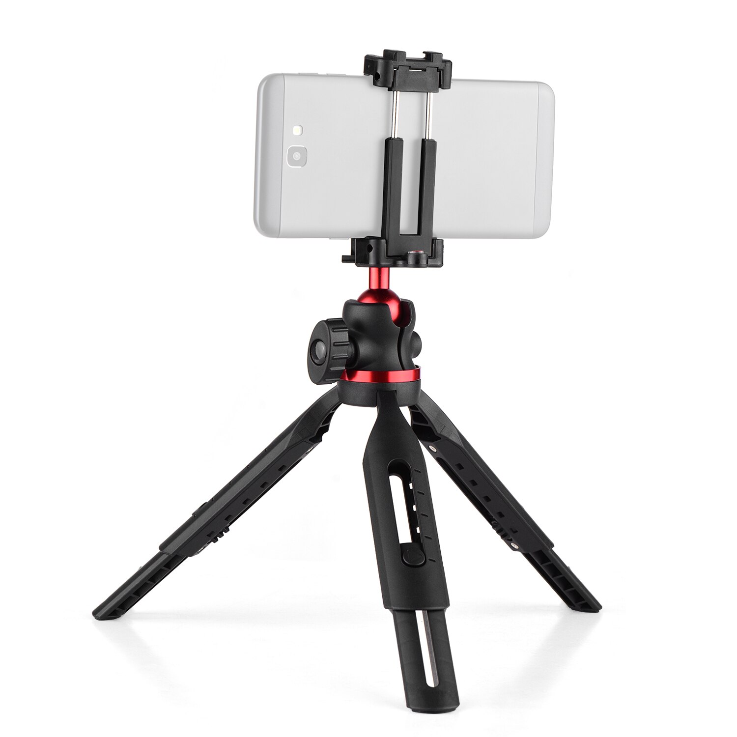 Height Adjustable Phone Table Tripod Stand 360 Horizontal with 1/4 Screw Phone Clamp Cold Shoe Mount with Bubble Level