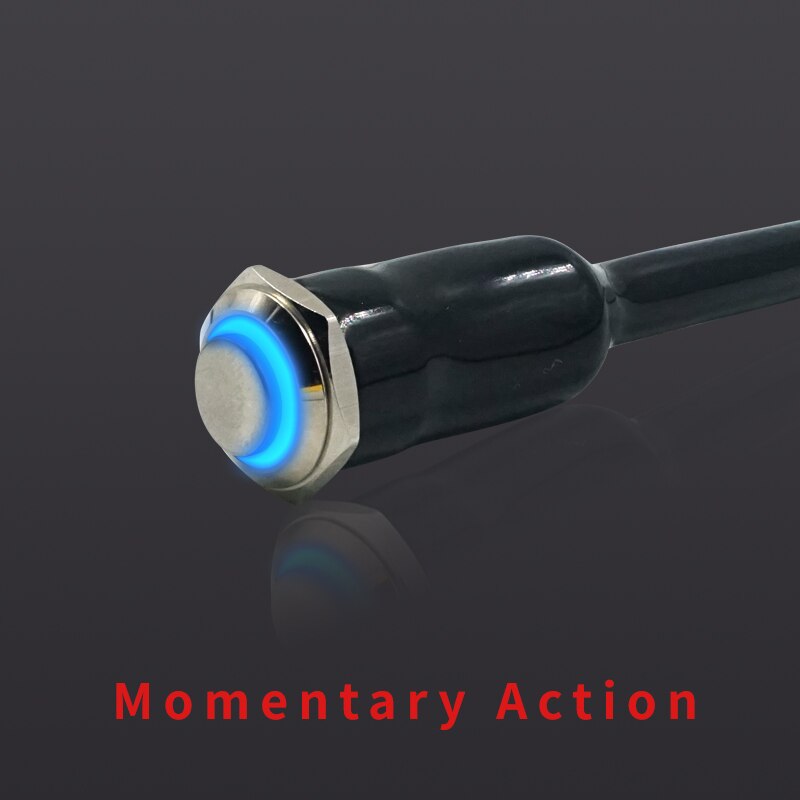 12V Stainless Steel LED Motorcycle Switch ON-OFF Handlebar Adjustable Mount Waterproof Switches Button Fog Light Warning Light: Blue ((Momentary)