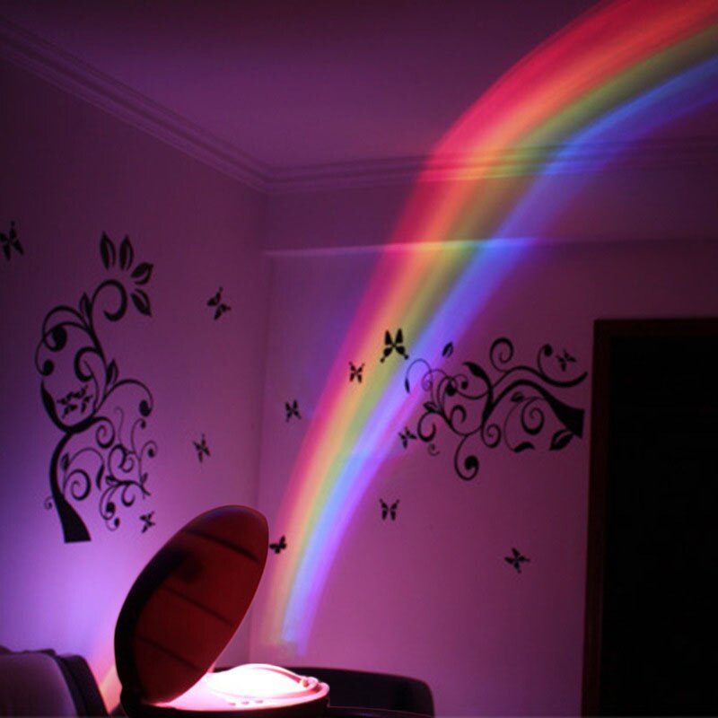 Regenboog Projectie Lamp Led Kleur Nachtlampje 3 Modi Projector Stijl Eivormige Tafellamp Voor Kinderen Slaapkamer Thuis decor