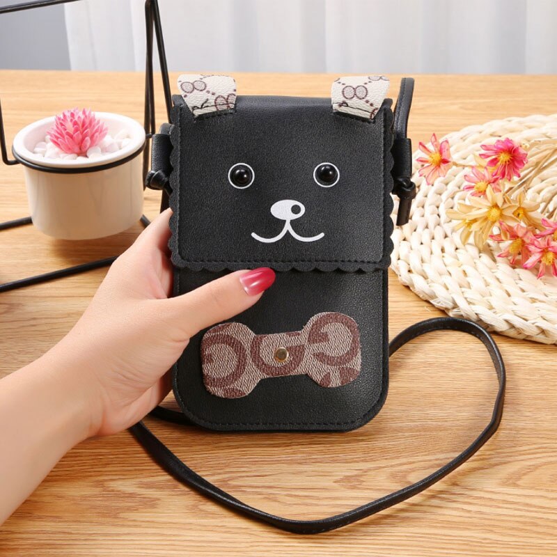 Bolso para teléfono móvil con pantalla táctil para mujer, bolso sencillo transparente, cierre carteras de cruz, bolso ligero de hombro de cuero para teléfono inteligente: Black 2