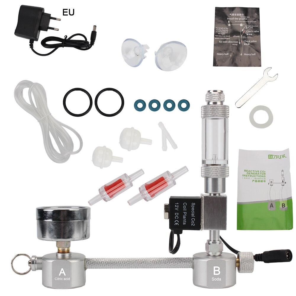 Kit de sistema generador de CO2 para acuario, difusor con válvula solenoide para crecimiento de plantas acuáticas, contador de burbujas, accesorios para acuario: D